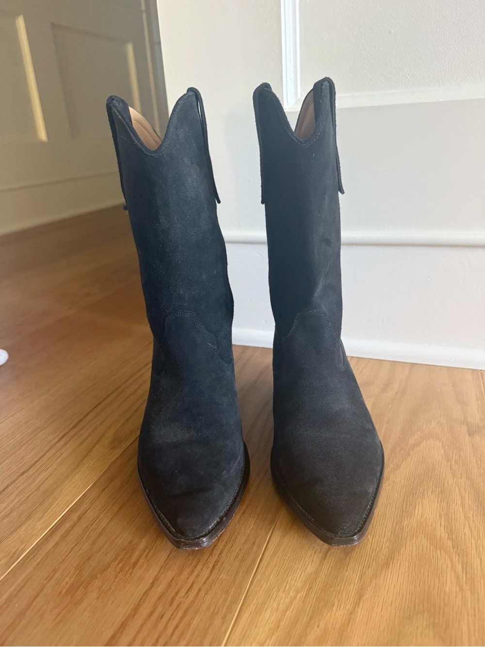 Isabel Marant Women's Black Suede Western Boots - Elegant Pointed Toe - Picture 6 of 6
